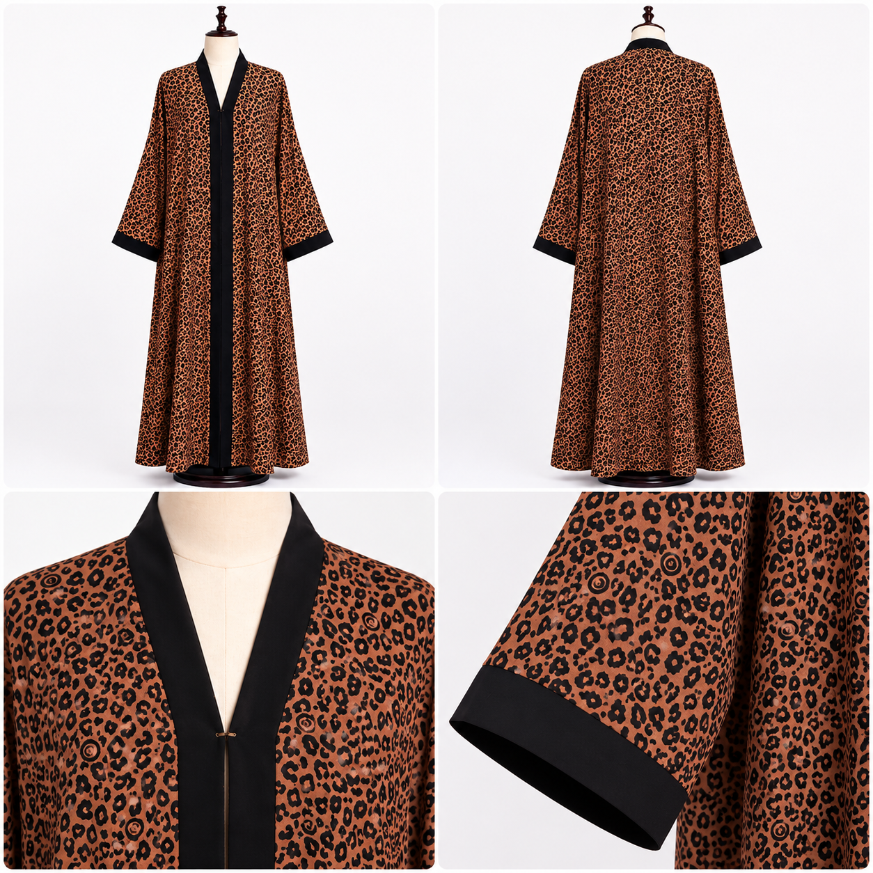 Leopard Print Open Abaya – Modern Statement Style