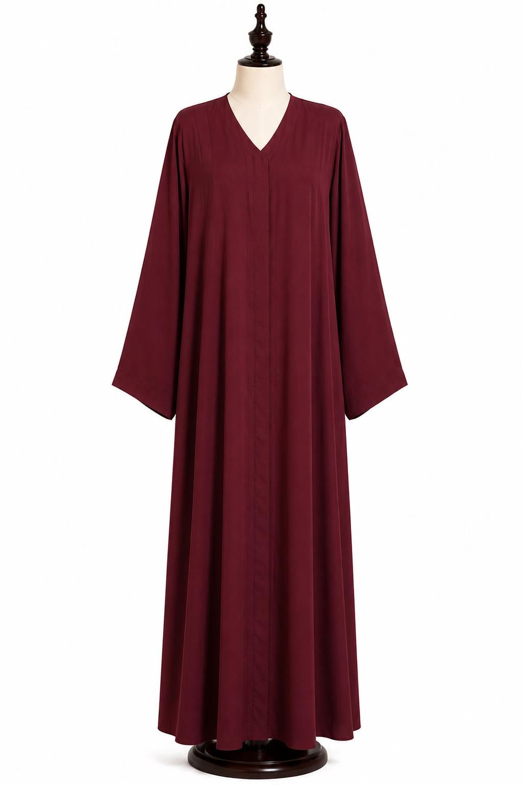 Maroon Front-Zip Classic Abaya