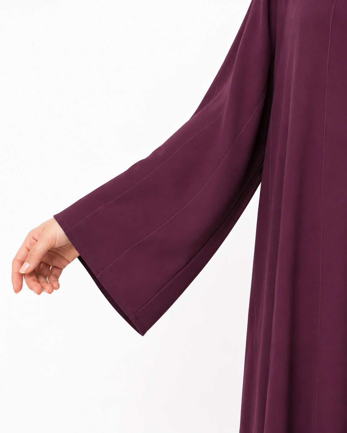 Maroon V-Stitch Panel Abaya
