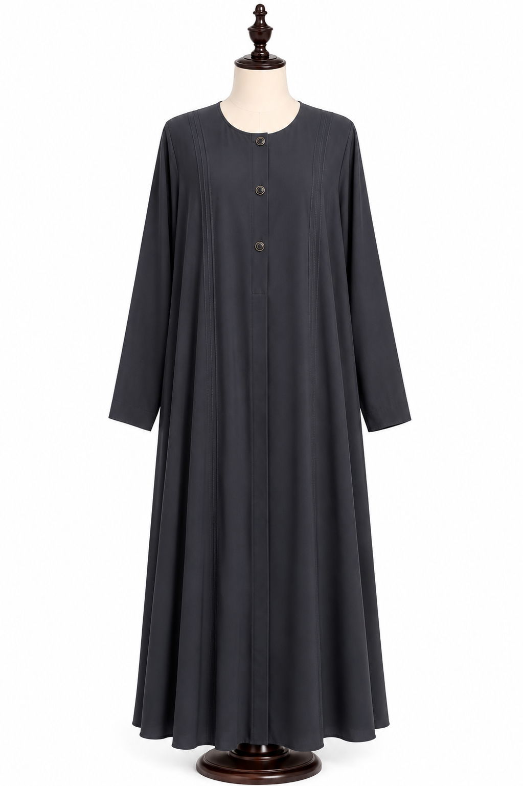 Dark Stone Grey Button Detail Abaya