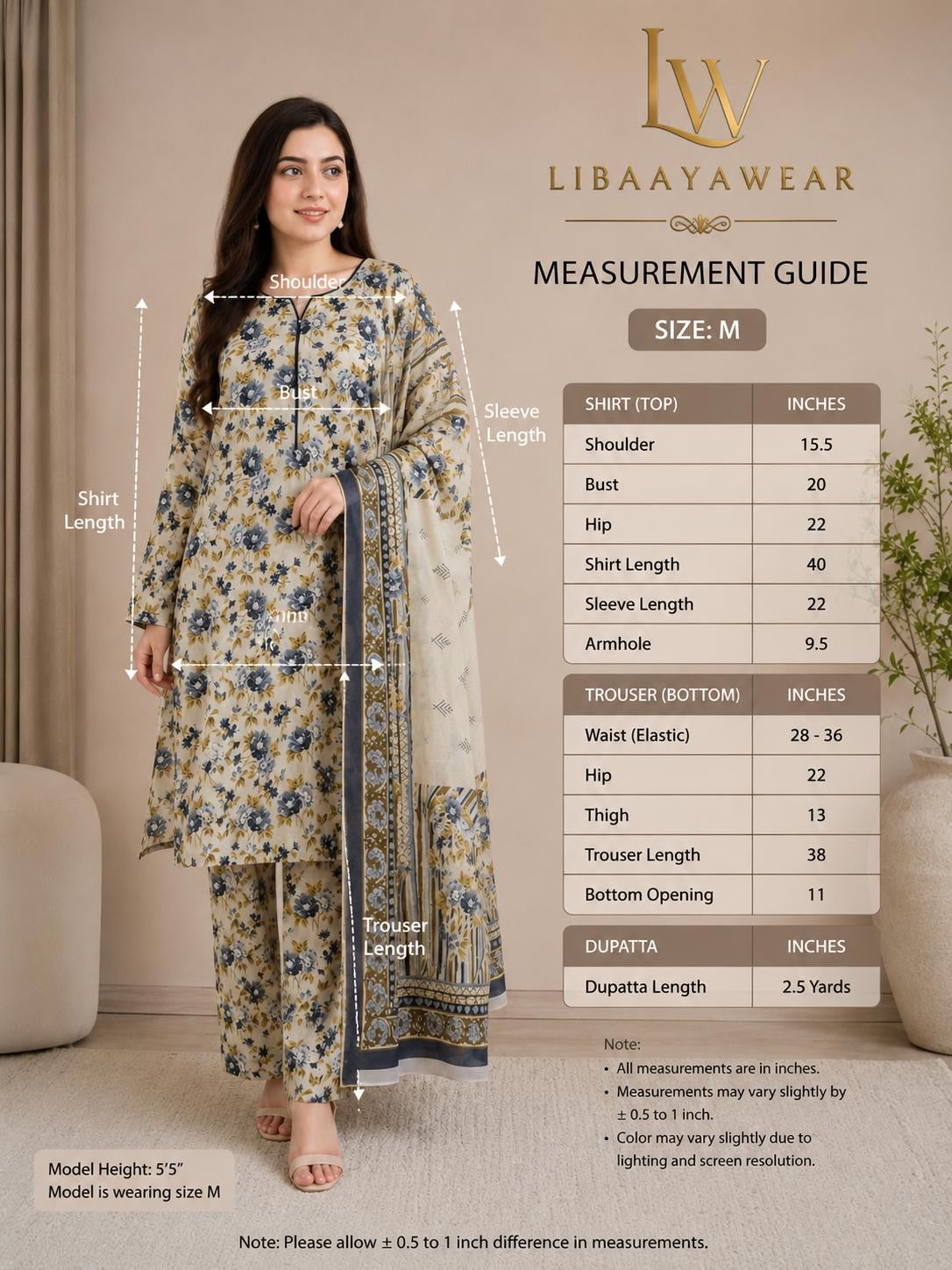 Elegant Floral Lawn 3-Piece Stitched Suit