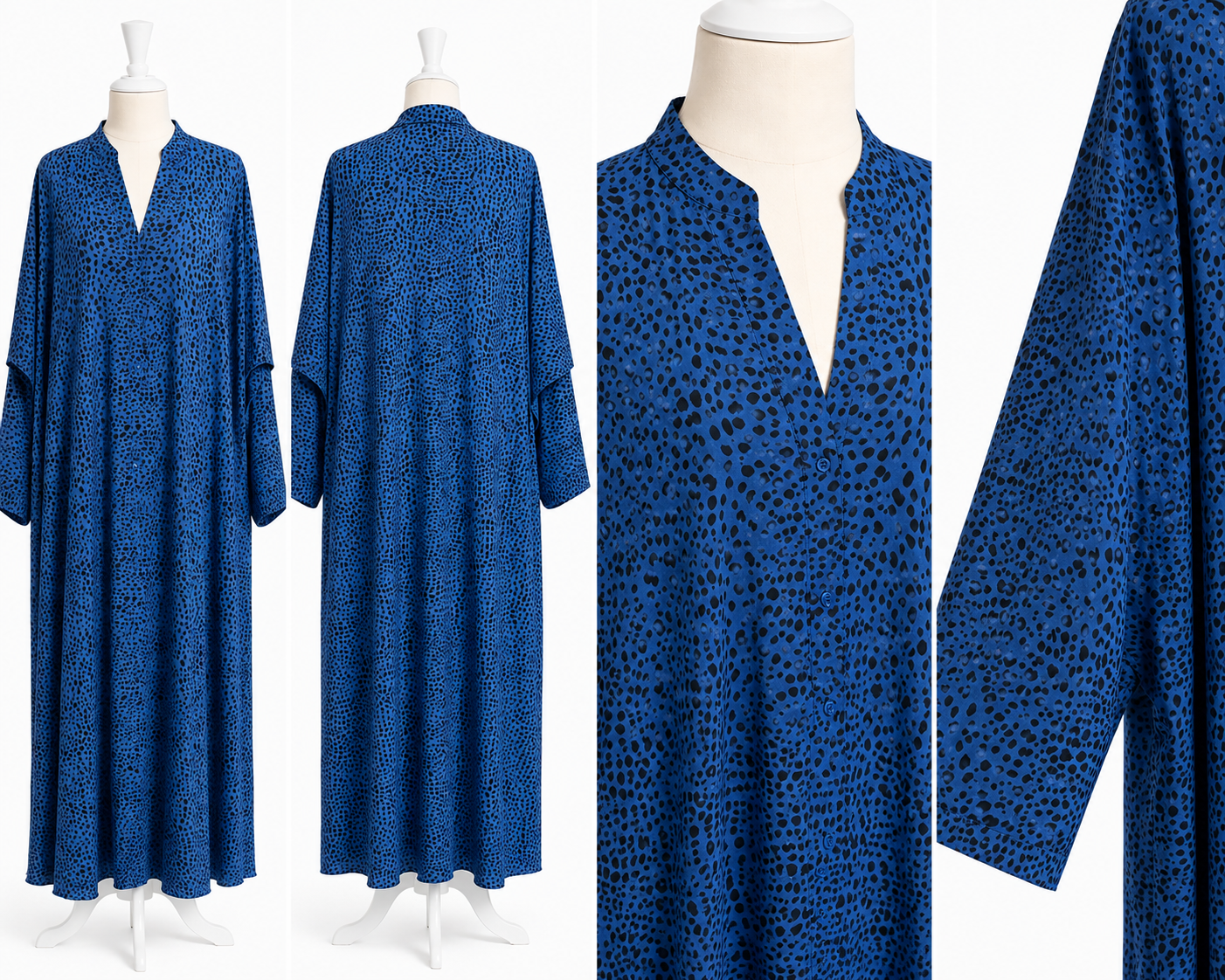 Blue Printed Open Abaya – Elegant Modest Wear