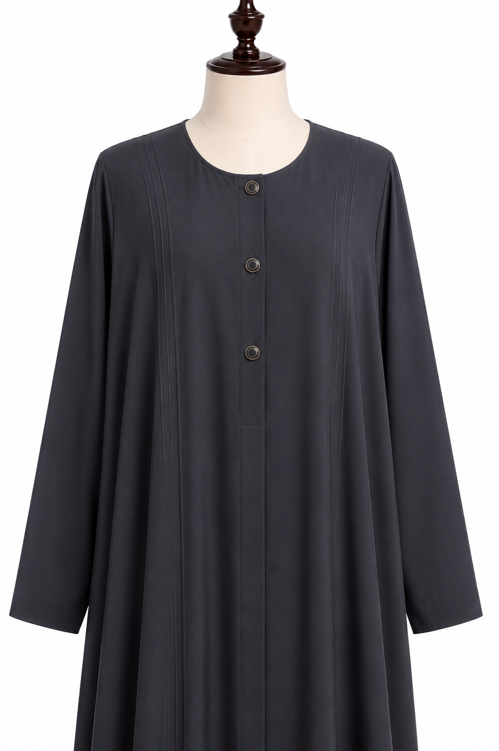 Dark Stone Grey Button Detail Abaya