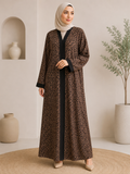 Sale! Leopard Print Zipper-Front Abaya