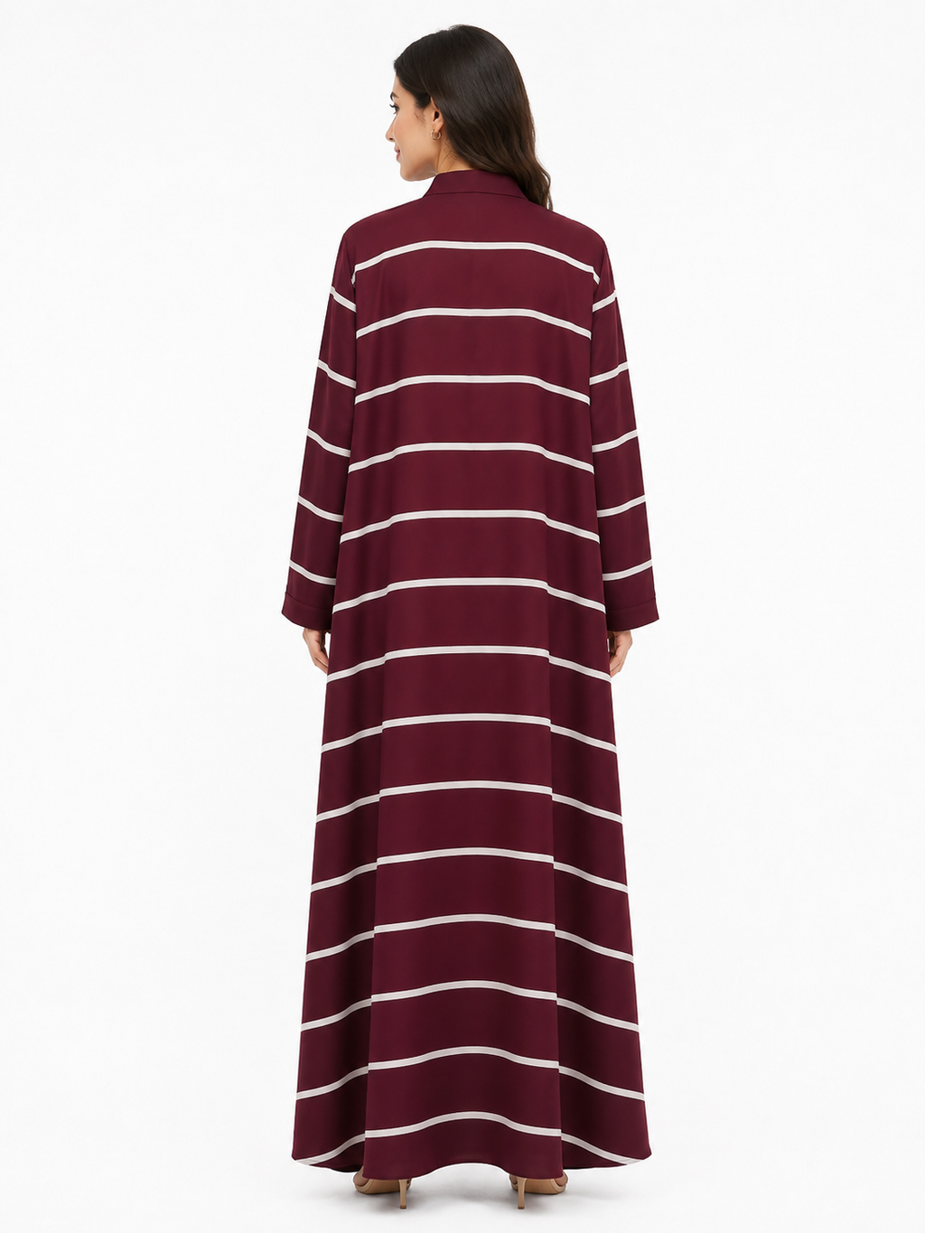 Maroon Stripe Classic Abaya