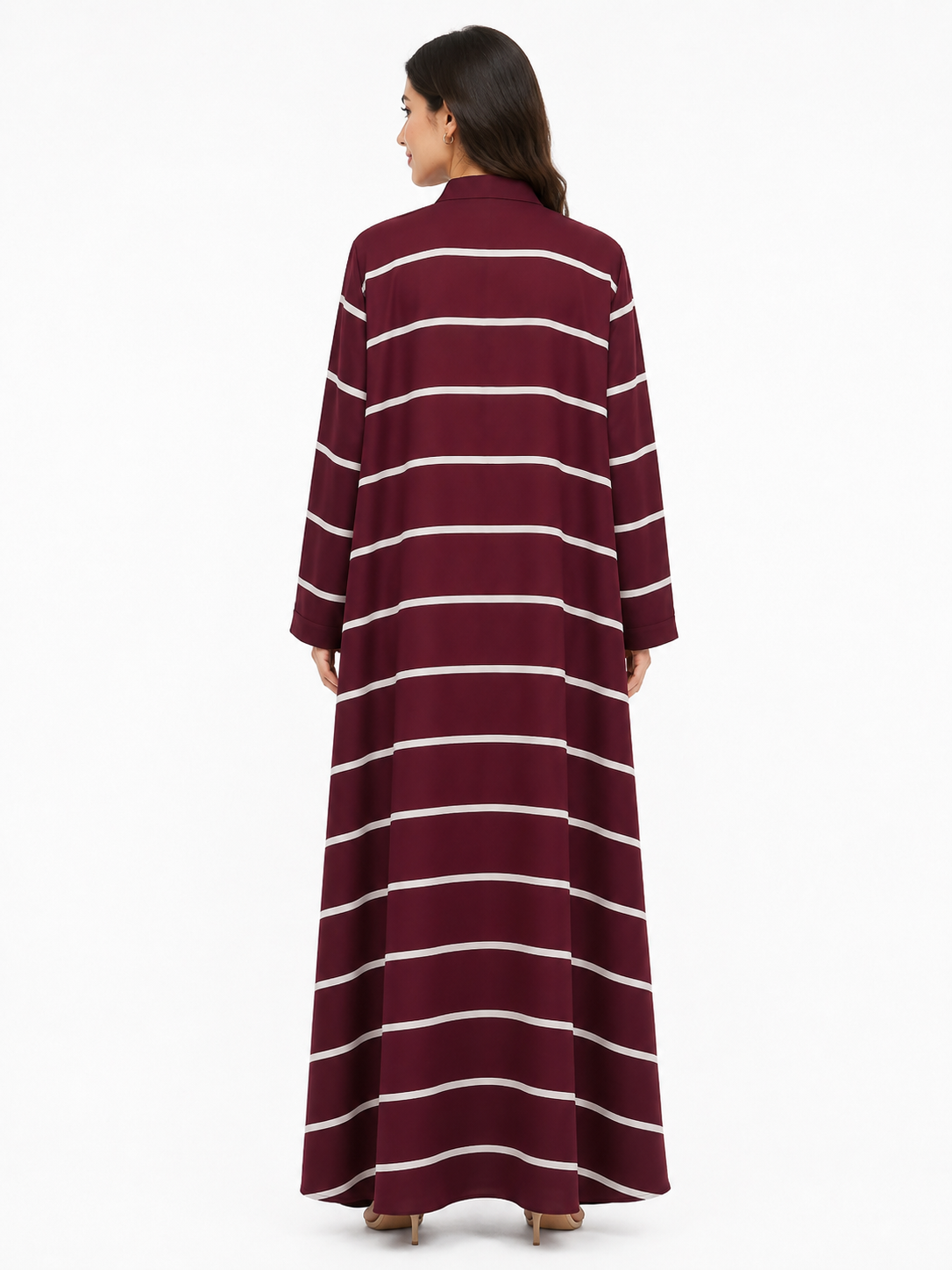 Maroon Stripe Classic Abaya