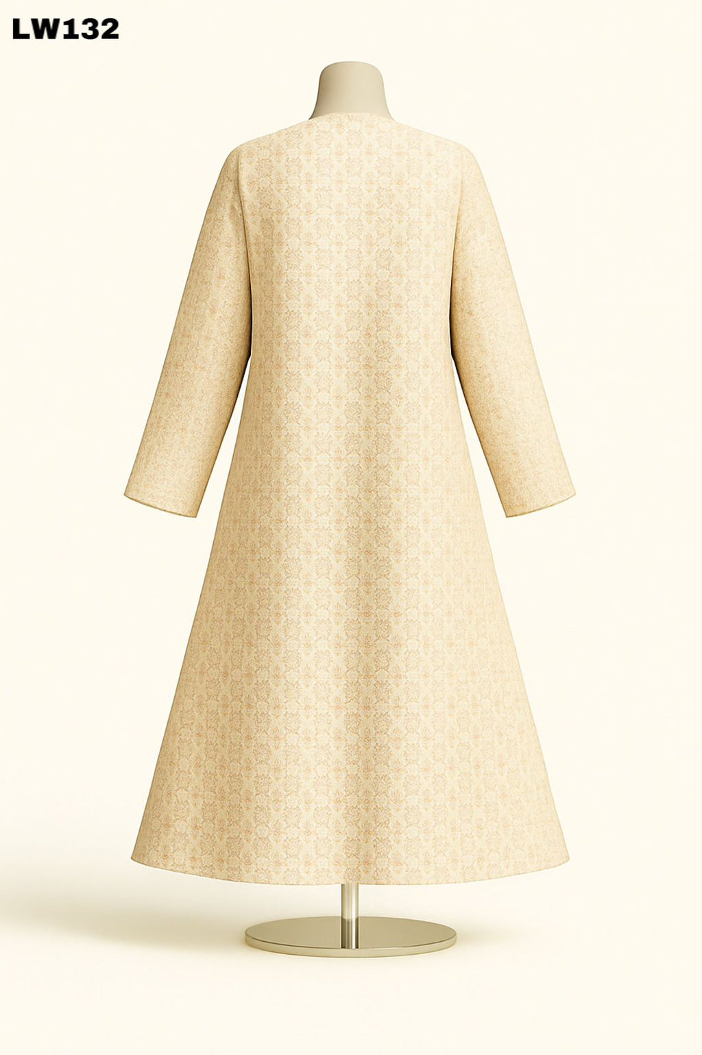 Champagne Beige Button-Front Printed Abaya