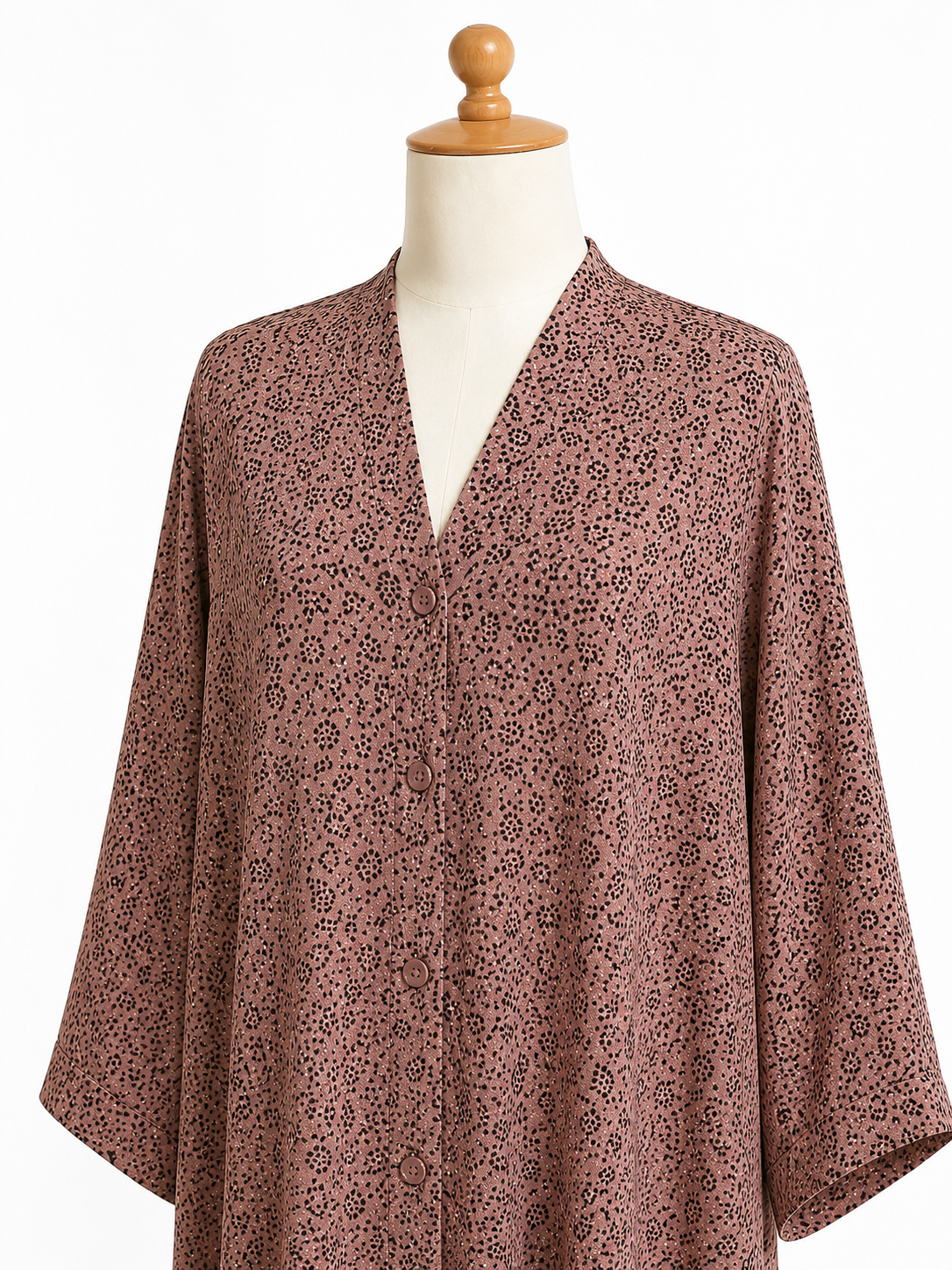Dusty Rose Printed Button Front Abaya