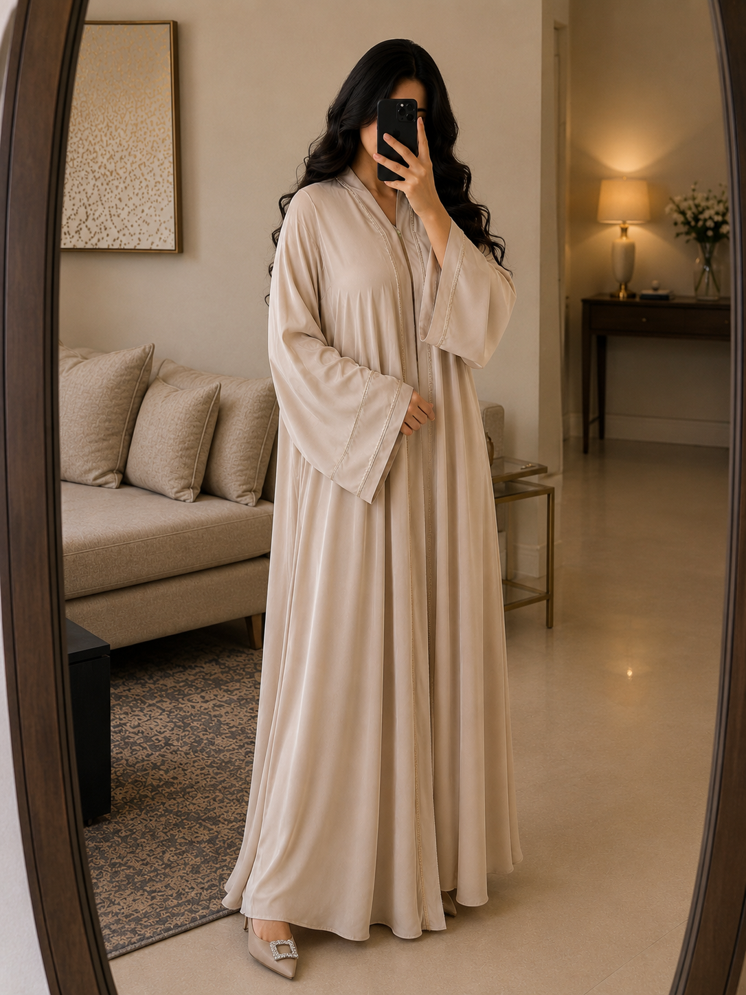 Serene Beige Minimalist Abaya