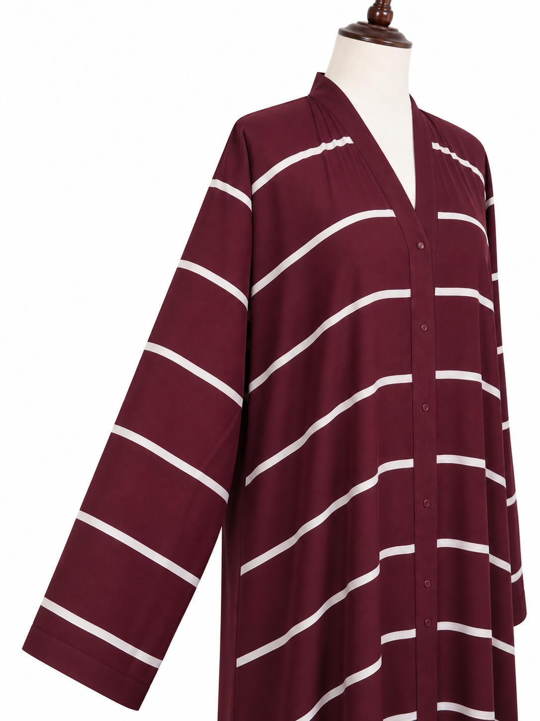 Maroon Stripe Classic Abaya