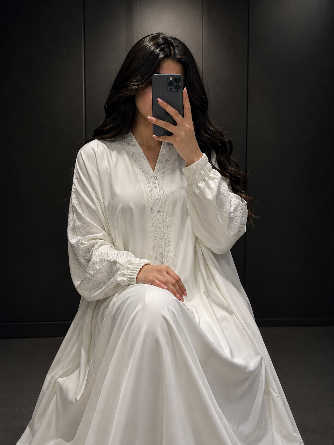 Radiant White Embellished Abaya