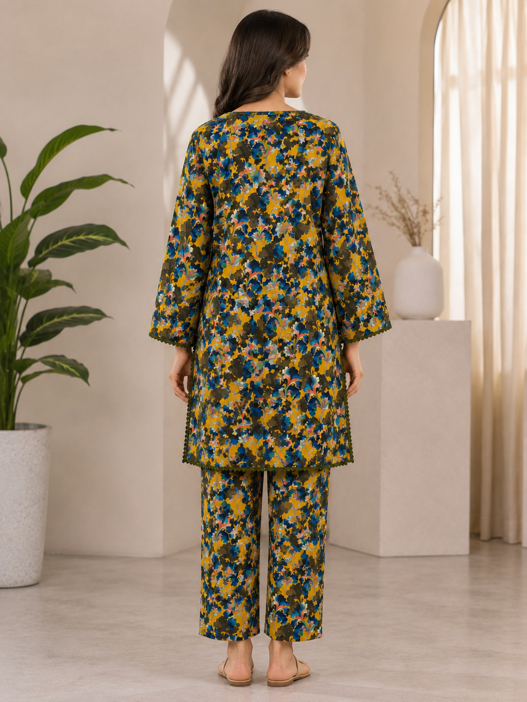 Elegant Floral Printed 2-Piece Cotton Suit for Women | Premium Casual Summer Wear