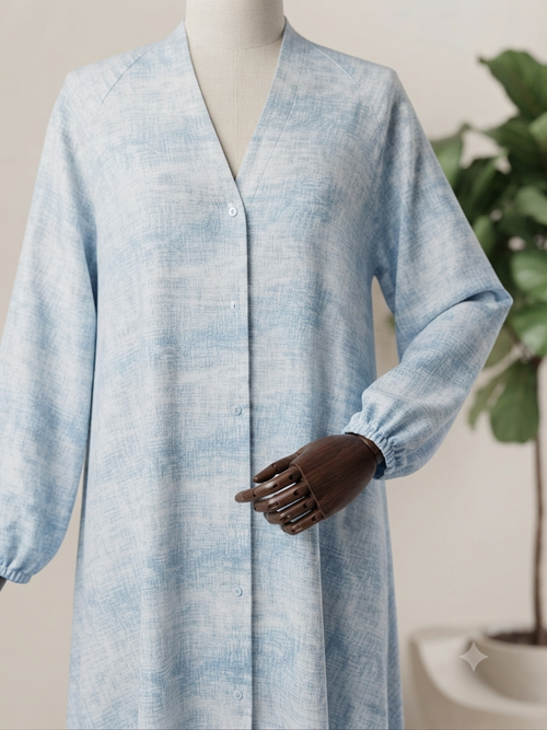 Azure Mist Textured Abaya