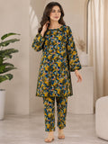 Mustard Floral 2-Piece Stitched Suit