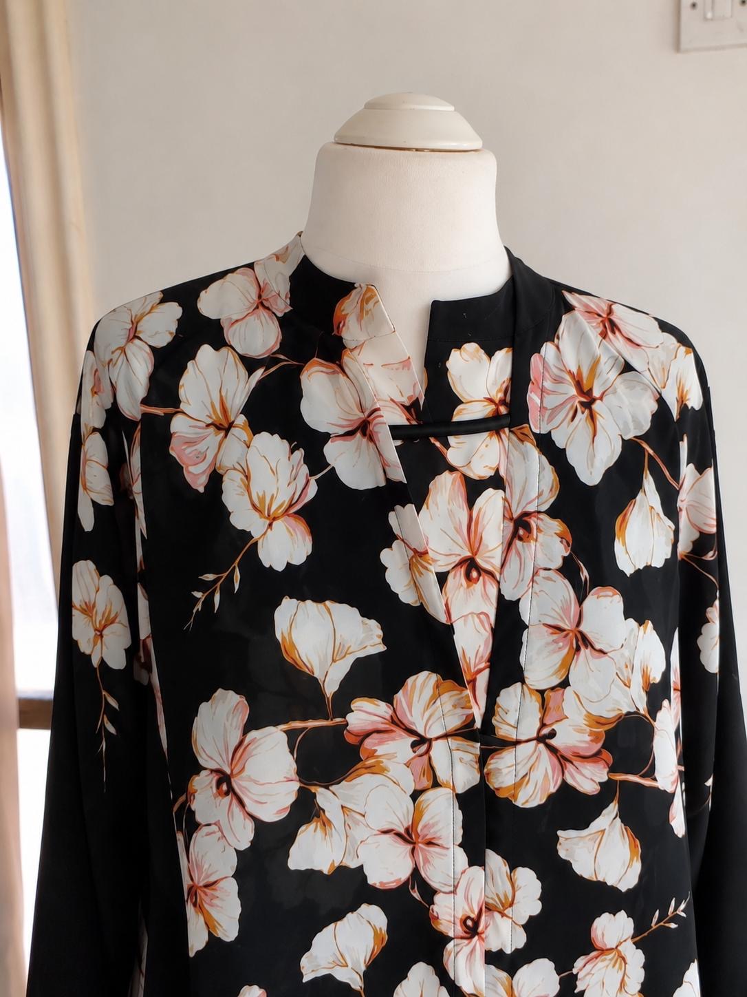 Blossom Noir Floral Abaya