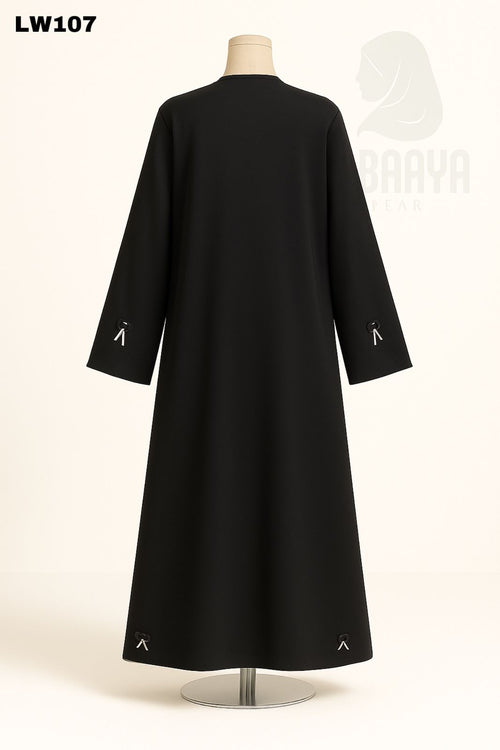 Ebony Luxe Bow Embroidered Abaya