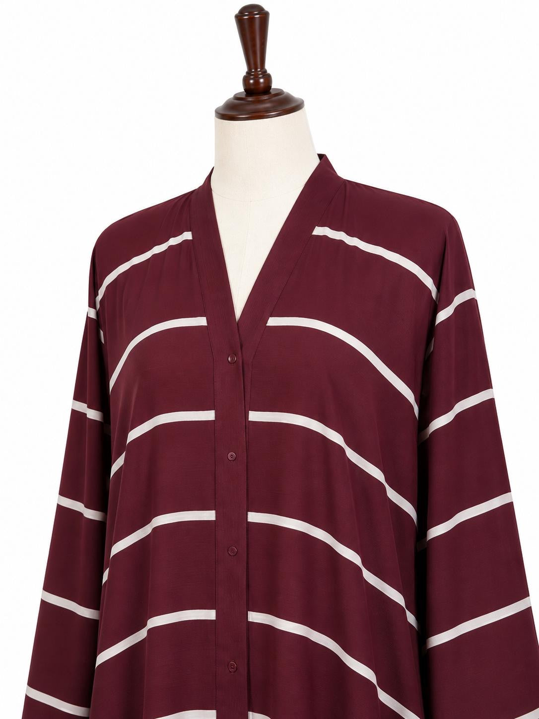 Maroon Stripe Classic Abaya