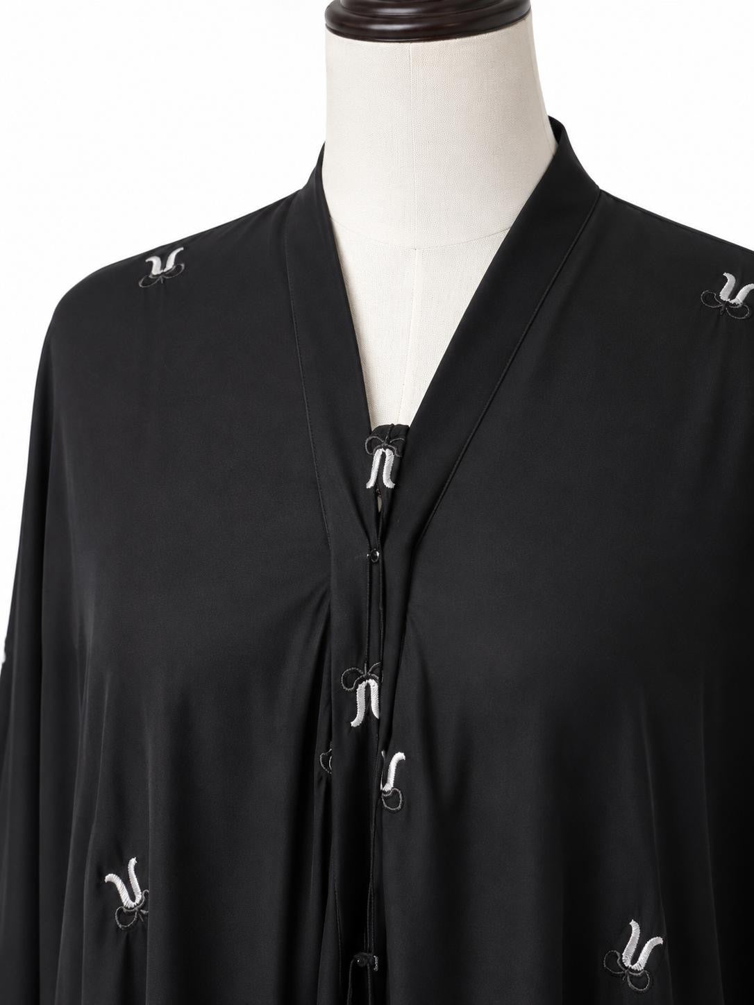Ebony Luxe Bow Embroidered Abaya