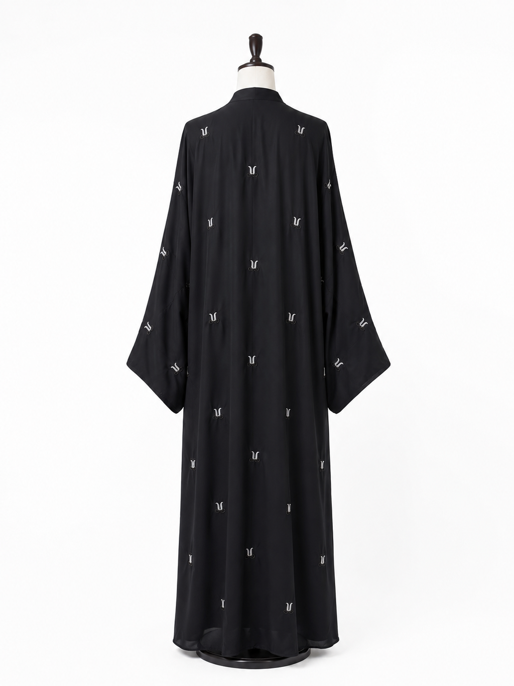 Black Embroidered Open Abaya – Elegant Modest Wear