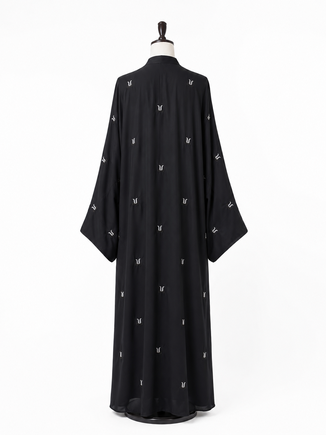 Black Embroidered Open Abaya – Elegant Modest Wear