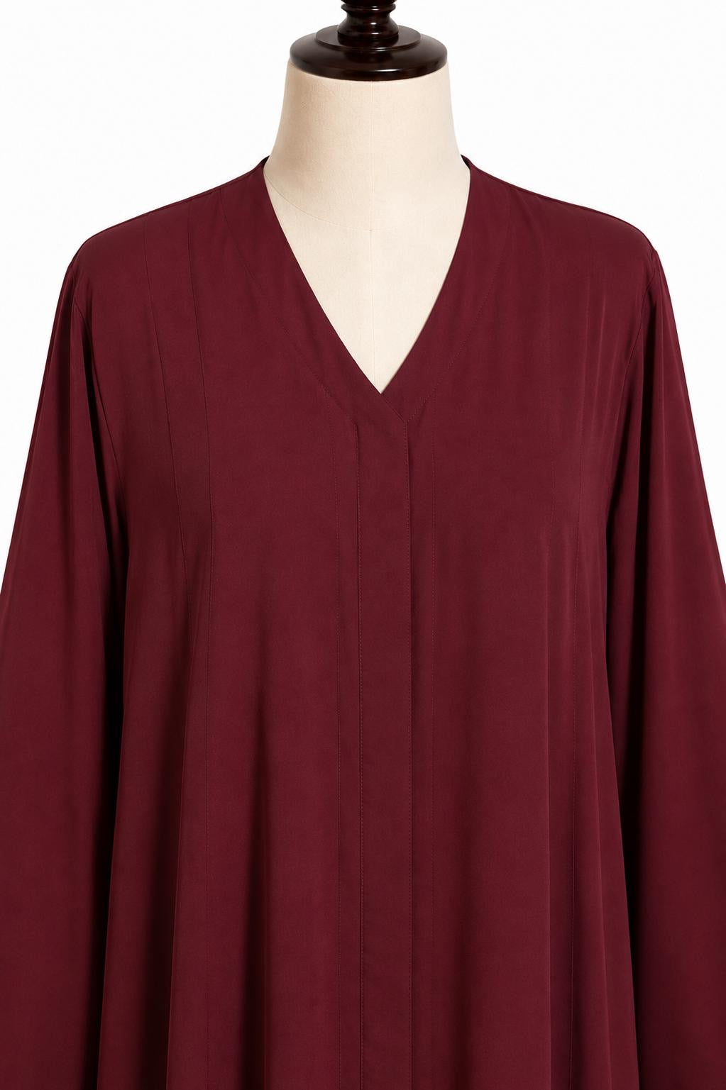 Maroon Front-Zip Classic Abaya