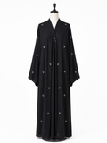 Black Embroidered Open Abaya – Elegant Modest Wear