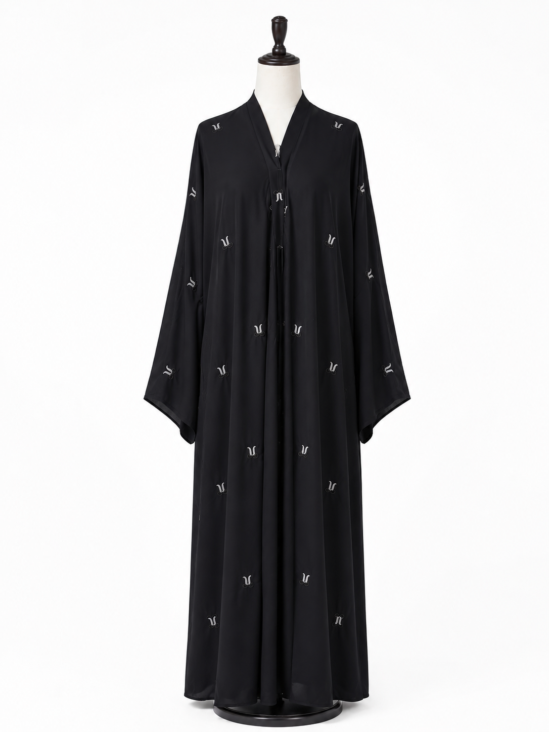 Black Embroidered Open Abaya – Elegant Modest Wear