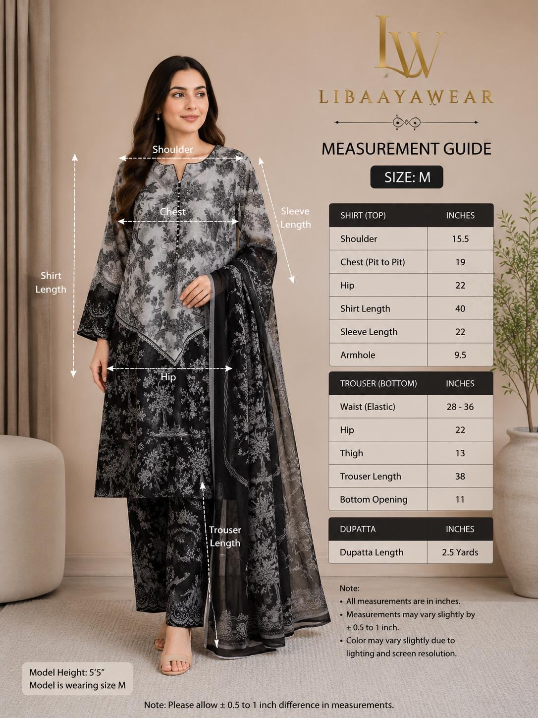 Elegant Floral Lawn 3-Piece Stitched Suit