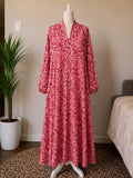 Crimson Damask Print Abaya