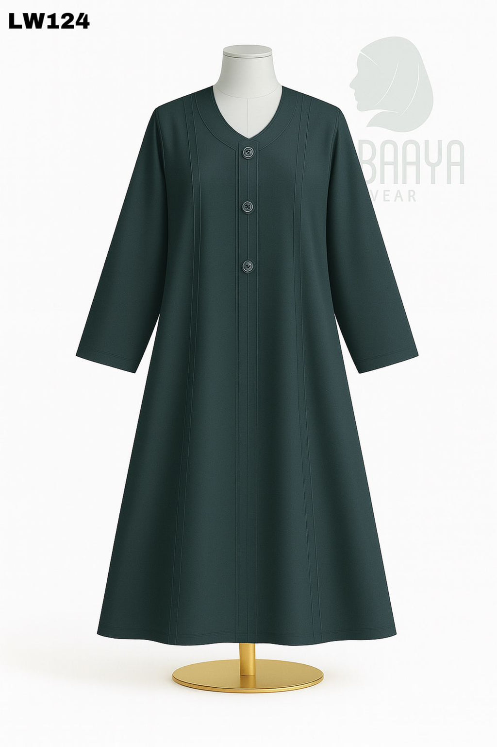 Sale! Forest Green Pleated Button Abaya