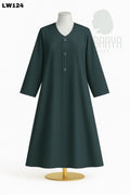 Sale! Forest Green Pleated Button Abaya
