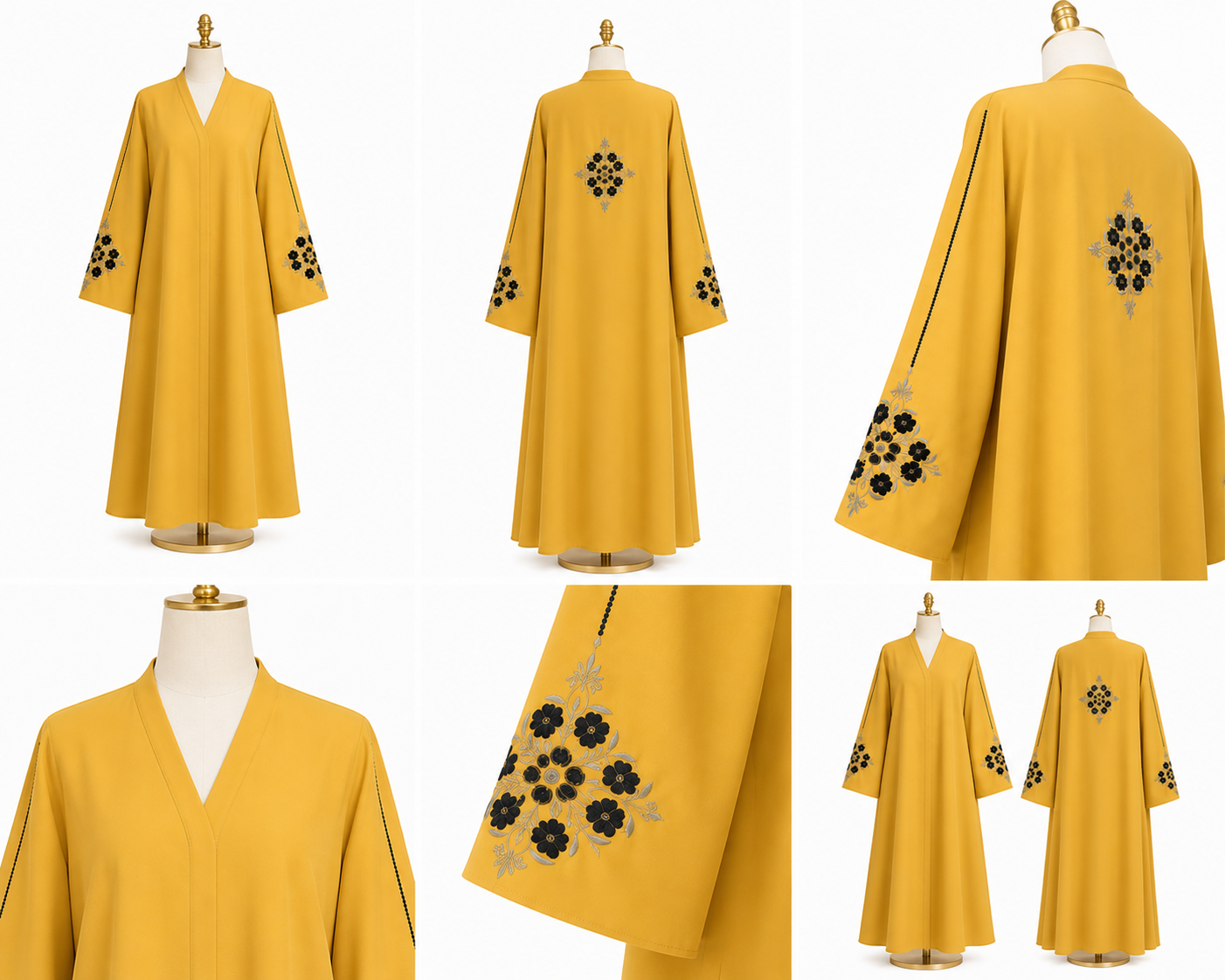 Mustard Floral Abaya