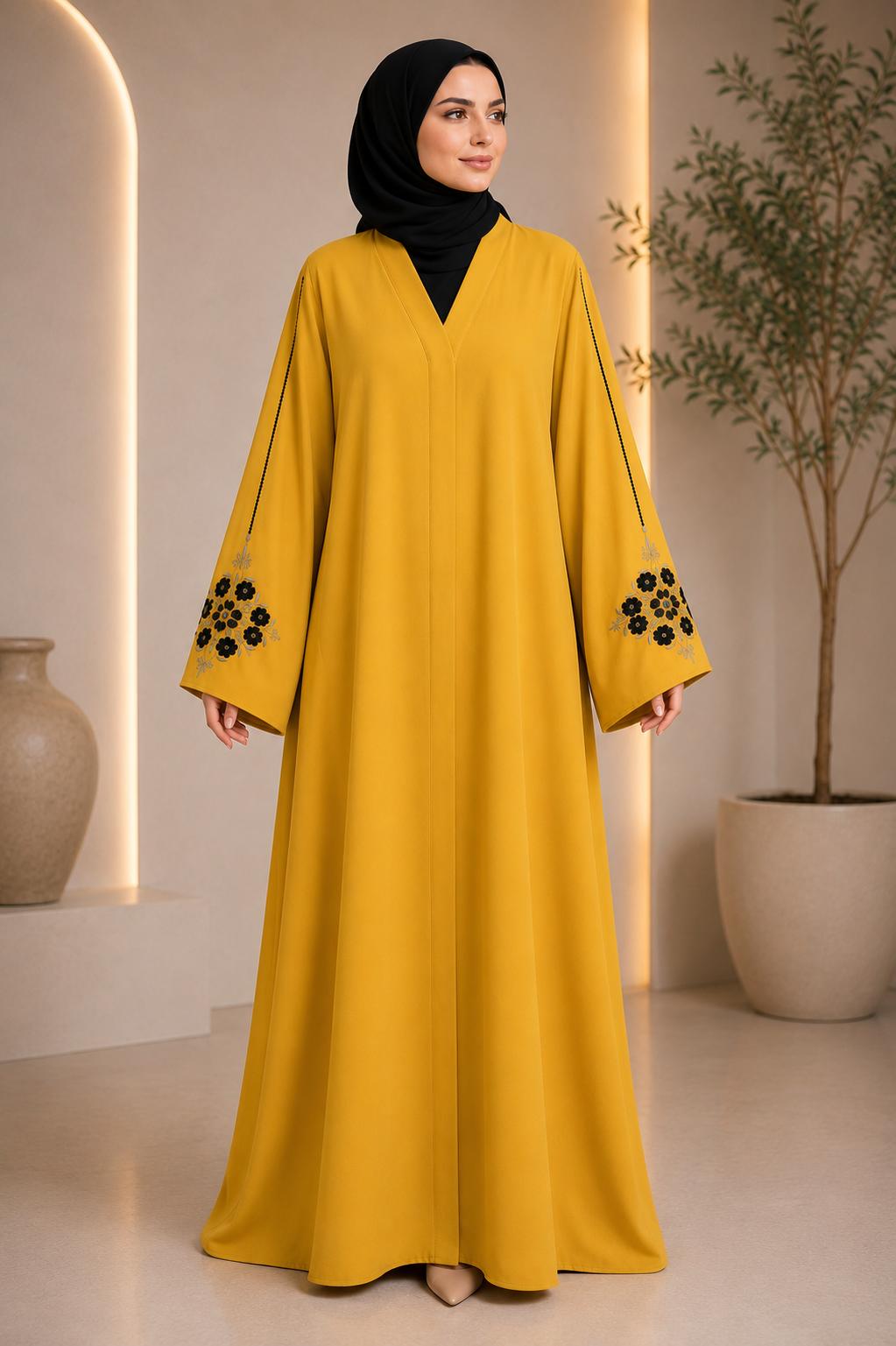 Mustard Floral Abaya