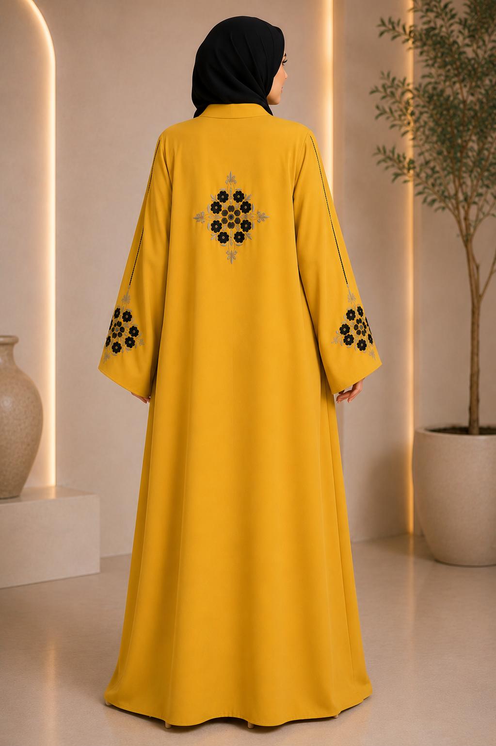 Mustard Floral Abaya