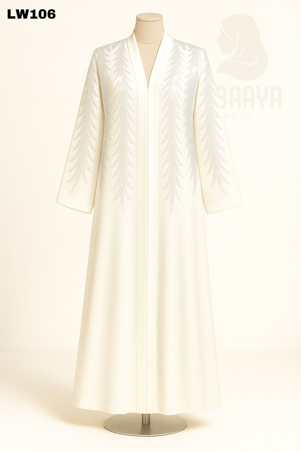 Sale! Ivory Whisper Beaded Leaf Abaya