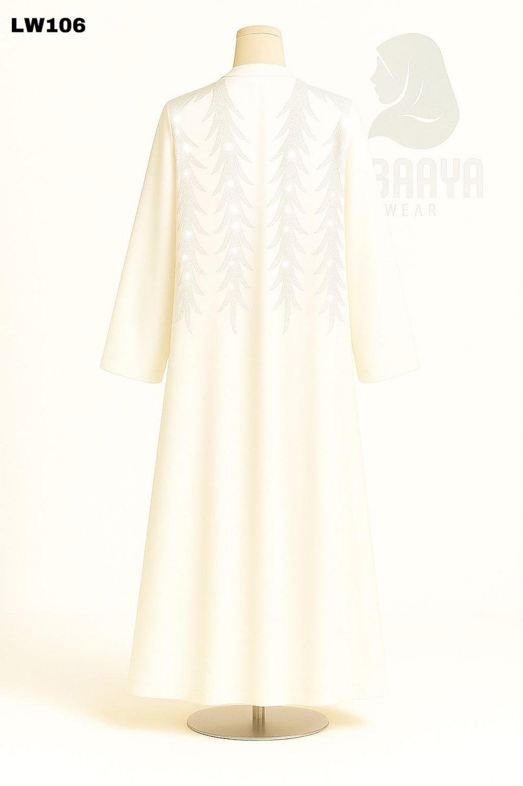 Sale! Ivory Whisper Beaded Leaf Abaya