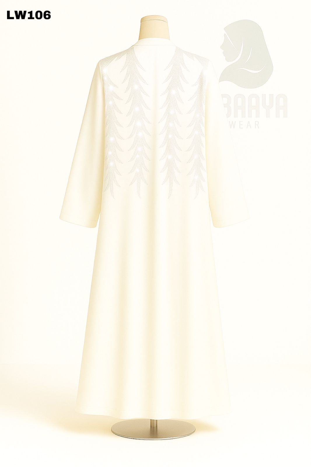 Sale! Ivory Whisper Beaded Leaf Abaya