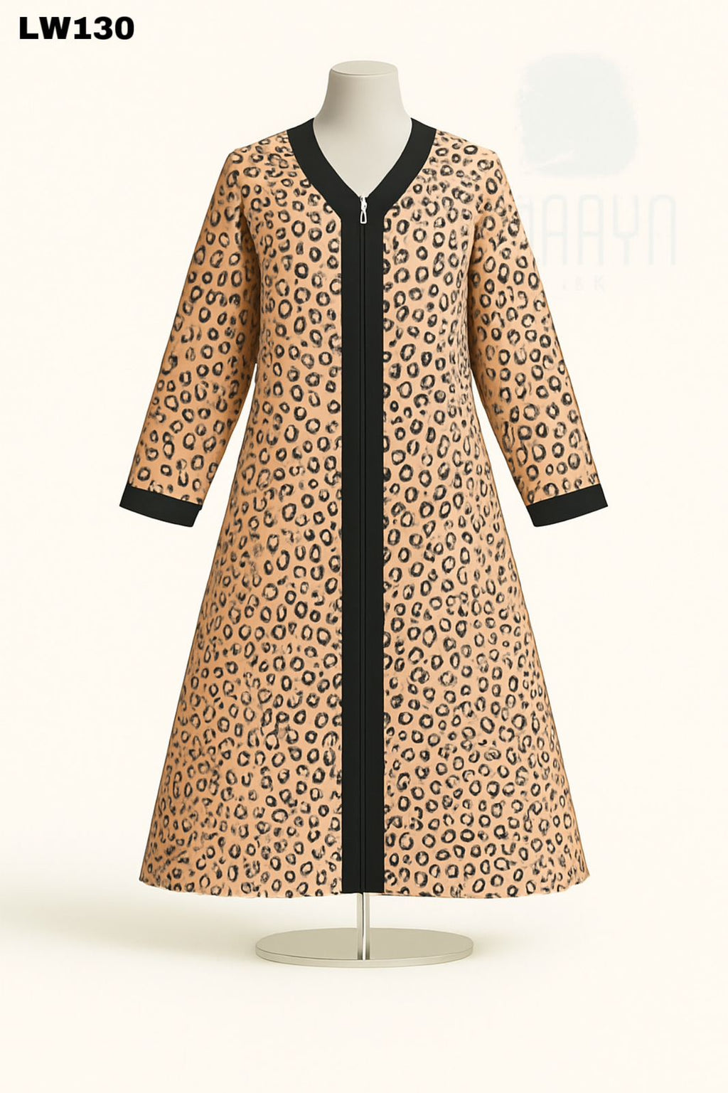 Sale! Leopard Print Zipper-Front Abaya