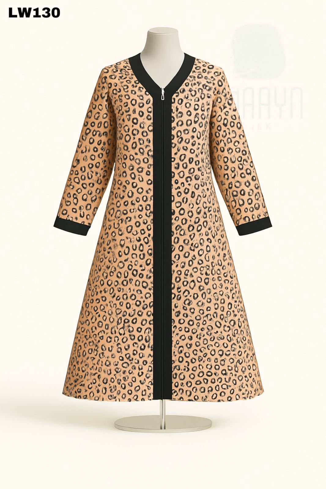 Sale! Leopard Print Zipper-Front Abaya