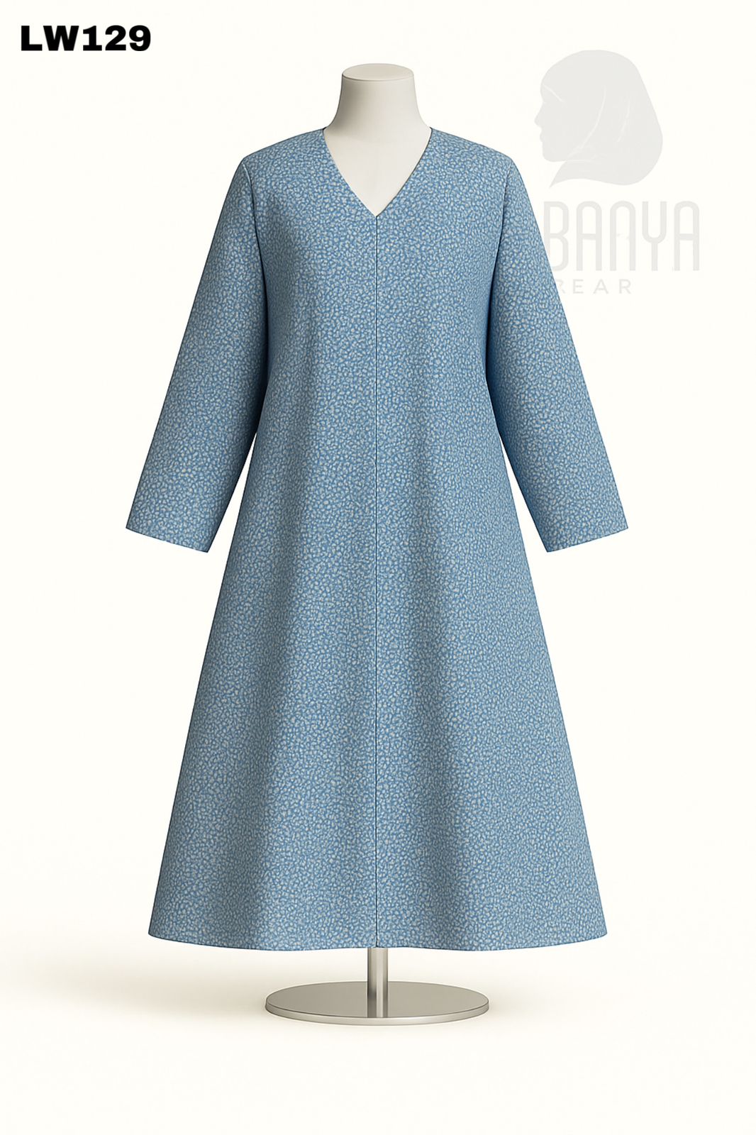 Light Blue Printed Abaya