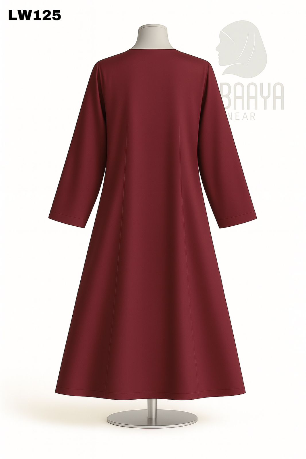 Maroon Front-Zip Classic Abaya