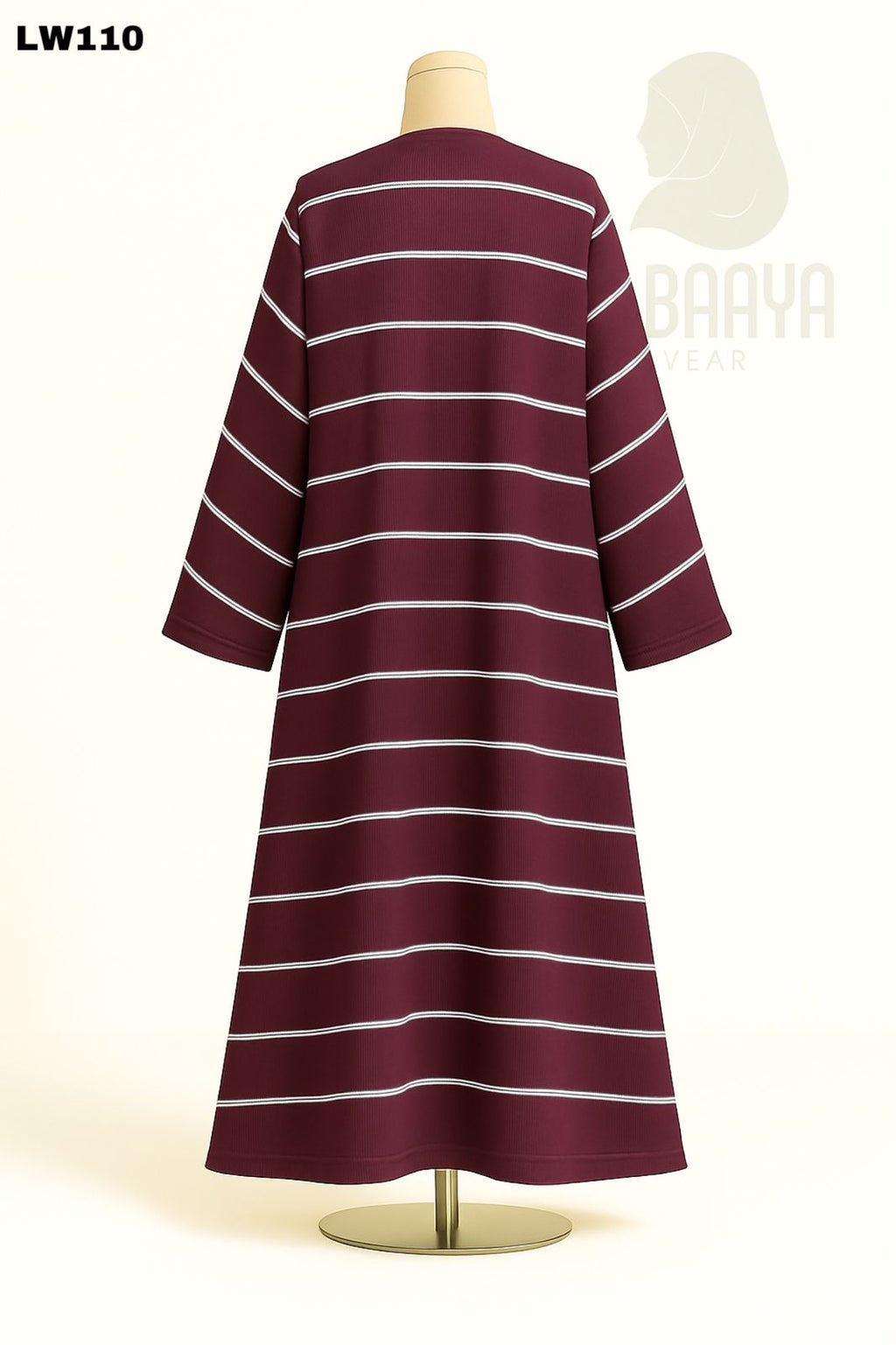 Maroon Stripe Classic Abaya