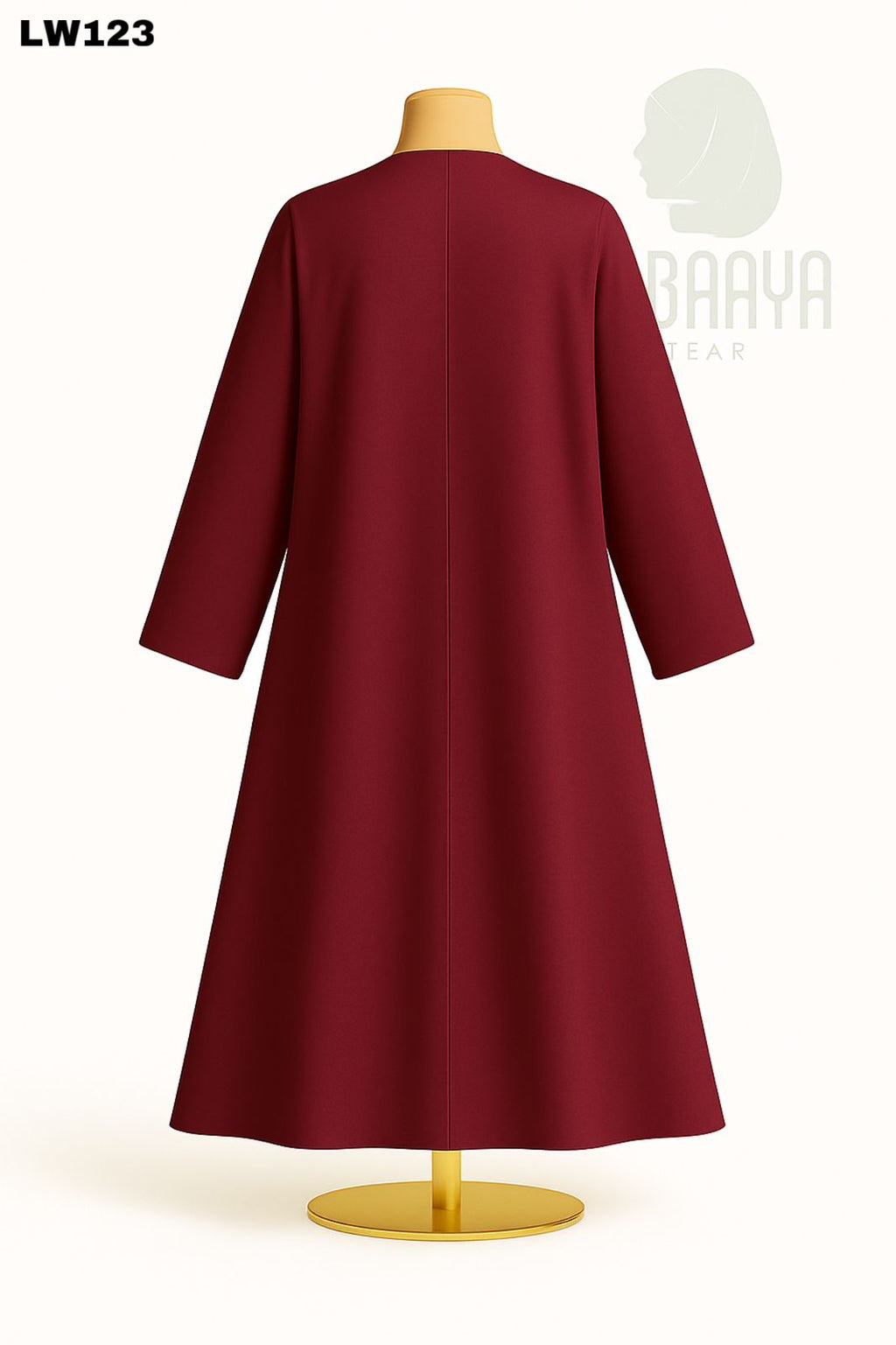 Maroon V-Stitch Panel Abaya