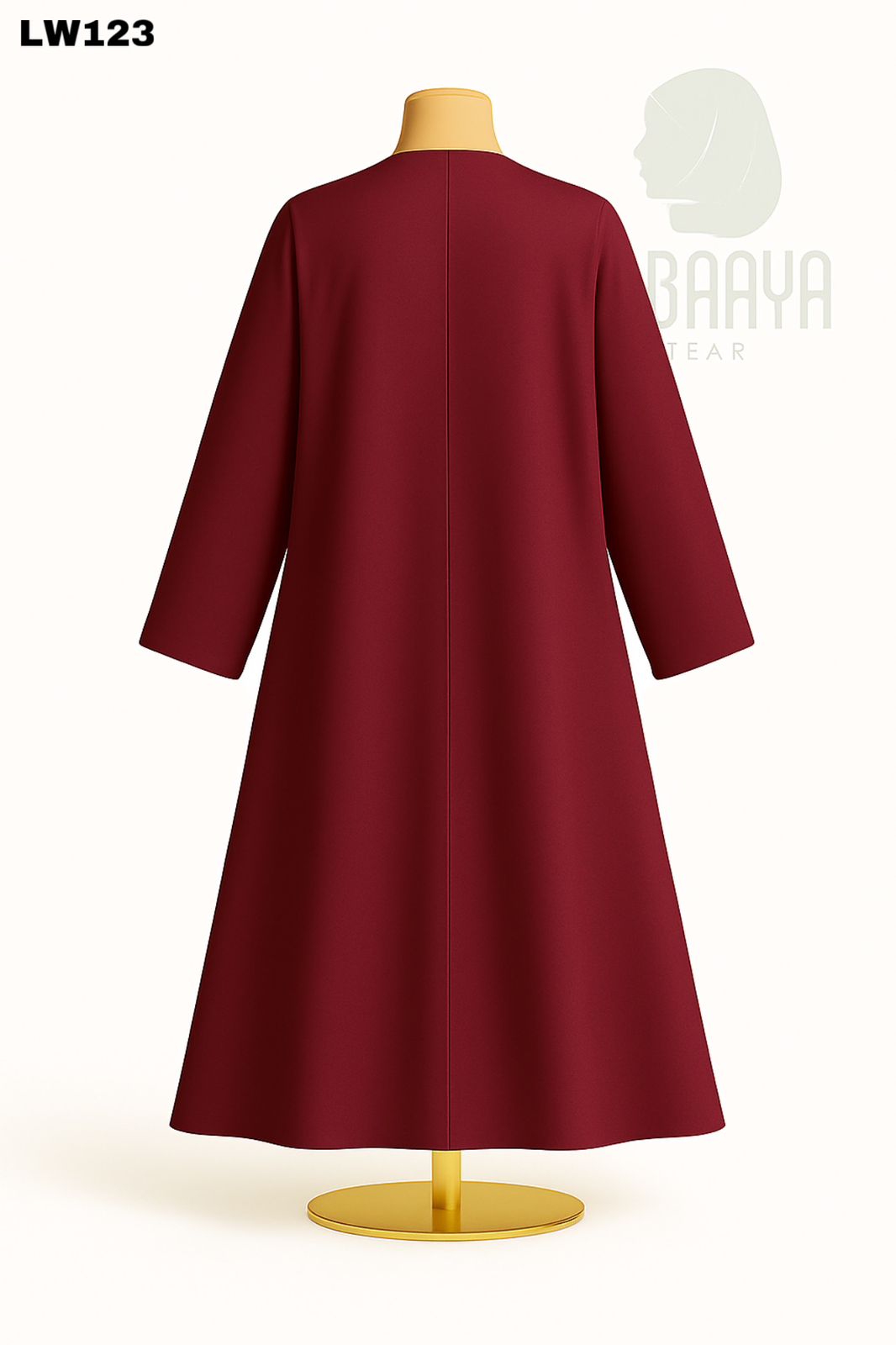 Maroon V-Stitch Panel Abaya