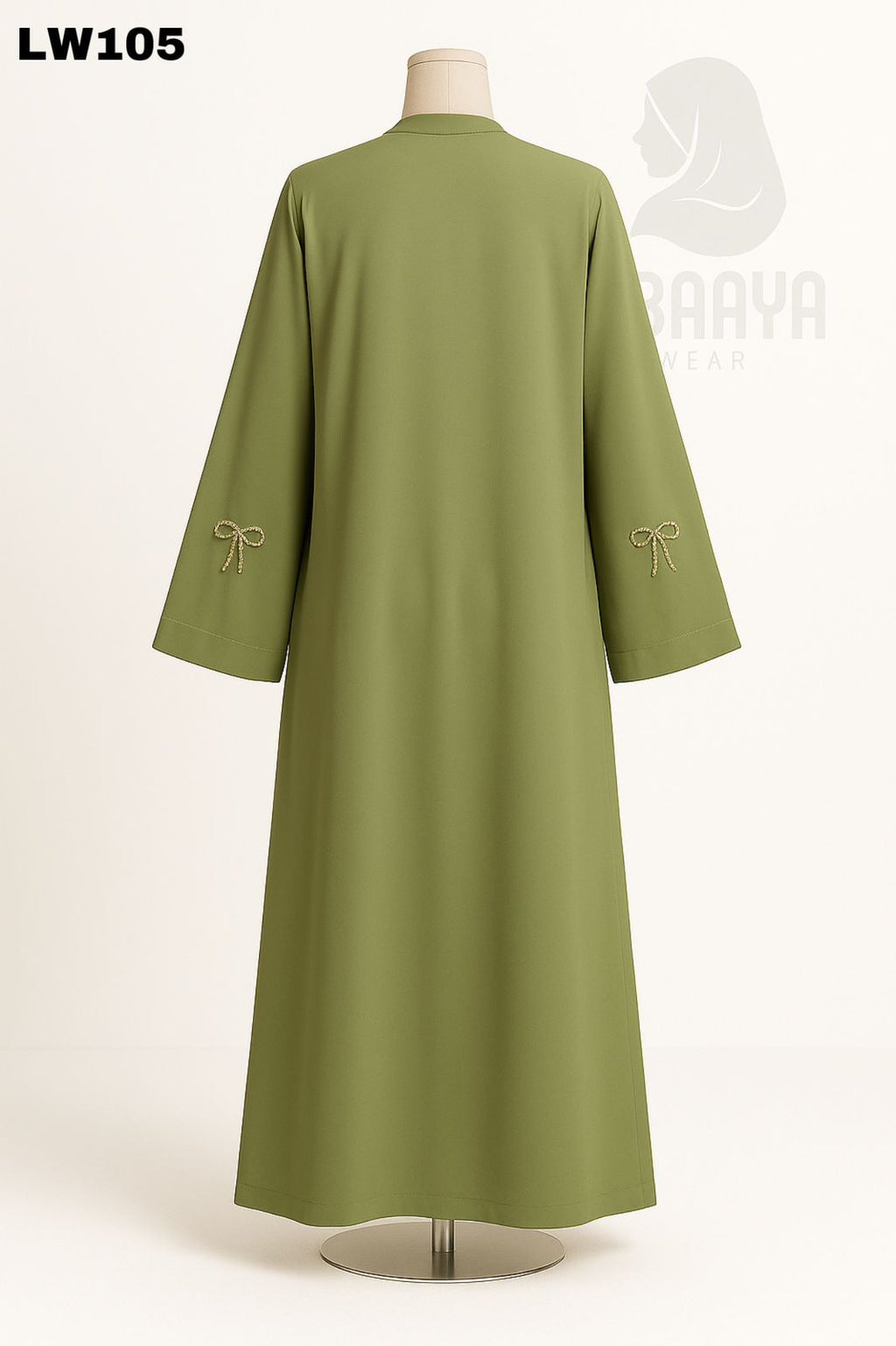 Olive Pearl Bow Abaya