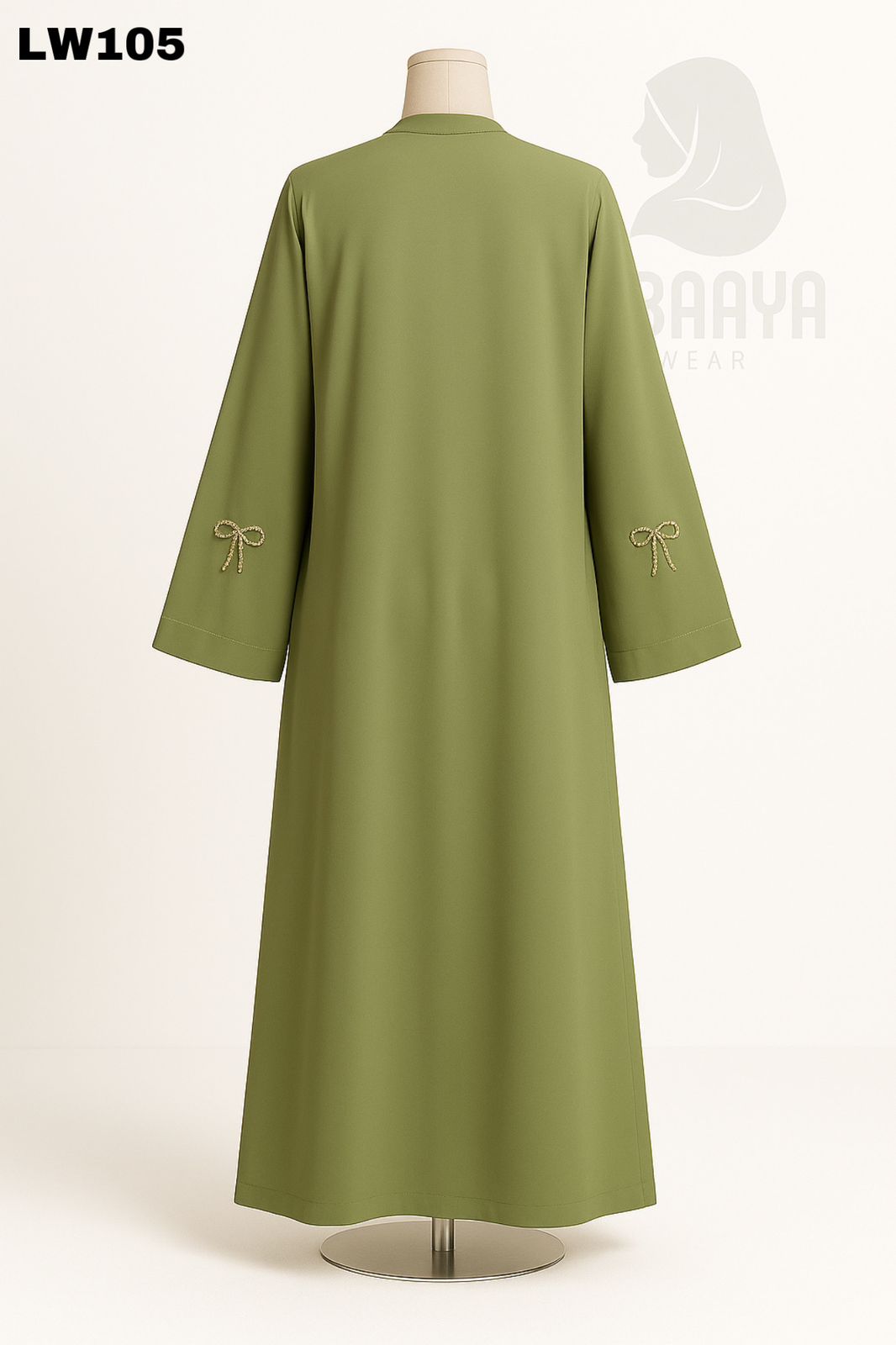 Olive Pearl Bow Abaya