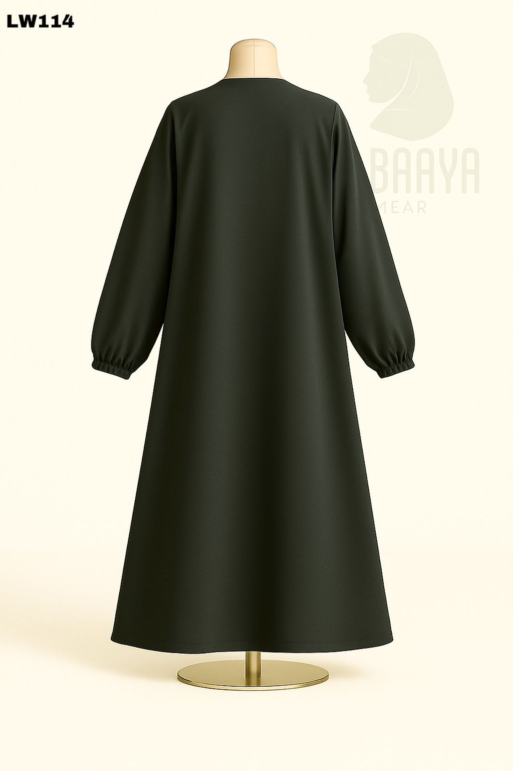 Olive Pleated Button Abaya