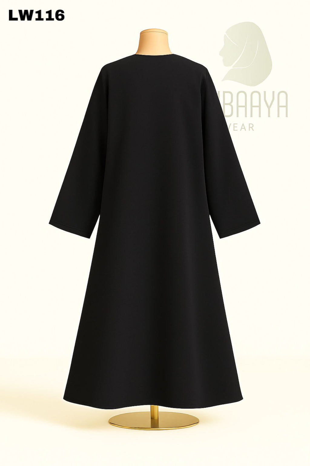 Scallop Trim Front Open Abaya Set – Black & Cream