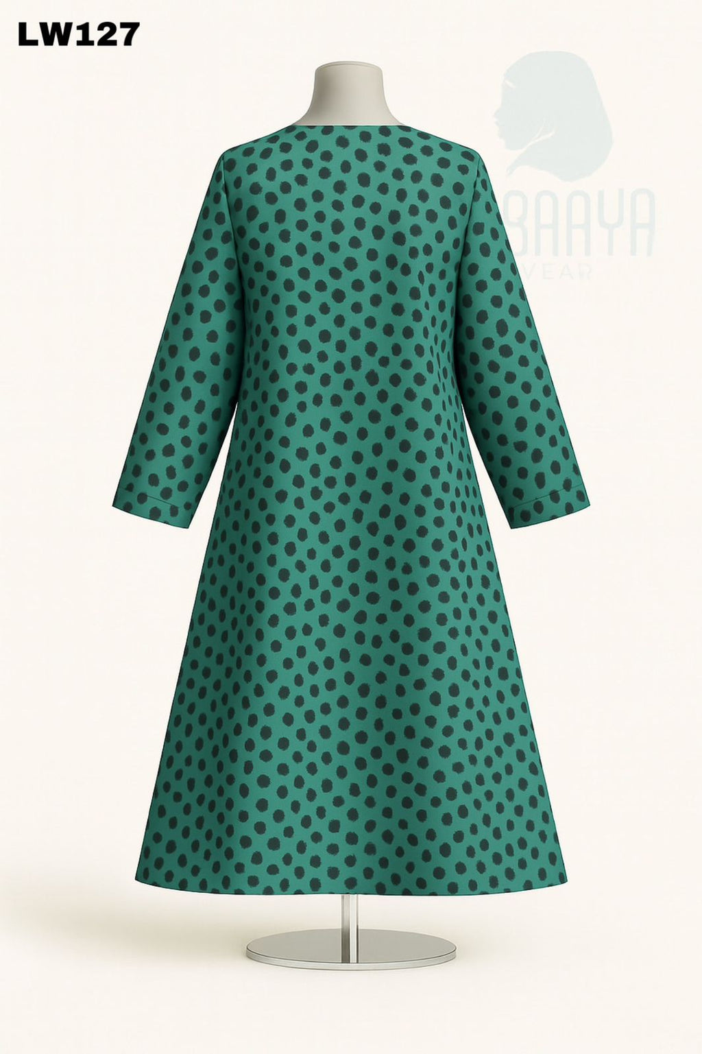 Teal Polka Dot Printed Abaya