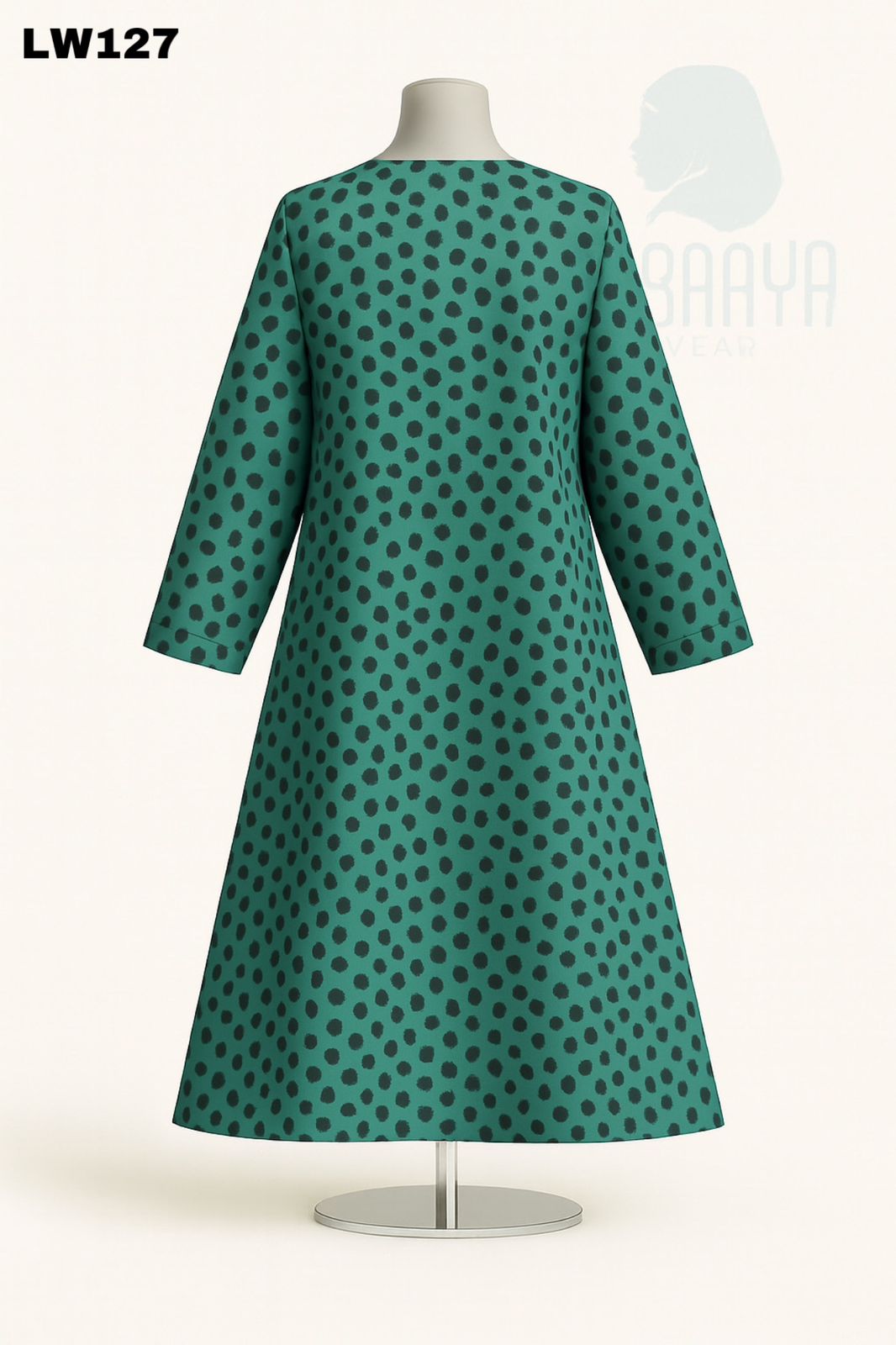 Teal Polka Dot Printed Abaya